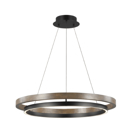 Visual Comfort Architectural 700GRC36BW-LED935 Sean Lavin Grace LED 35.8 inch MATTE BLACK/WEATHERED OAK WOOD Chandelier Ceiling Light in Matte Black/ Weathered Oak Wood, Integrated LED, 80.3W , 3500K