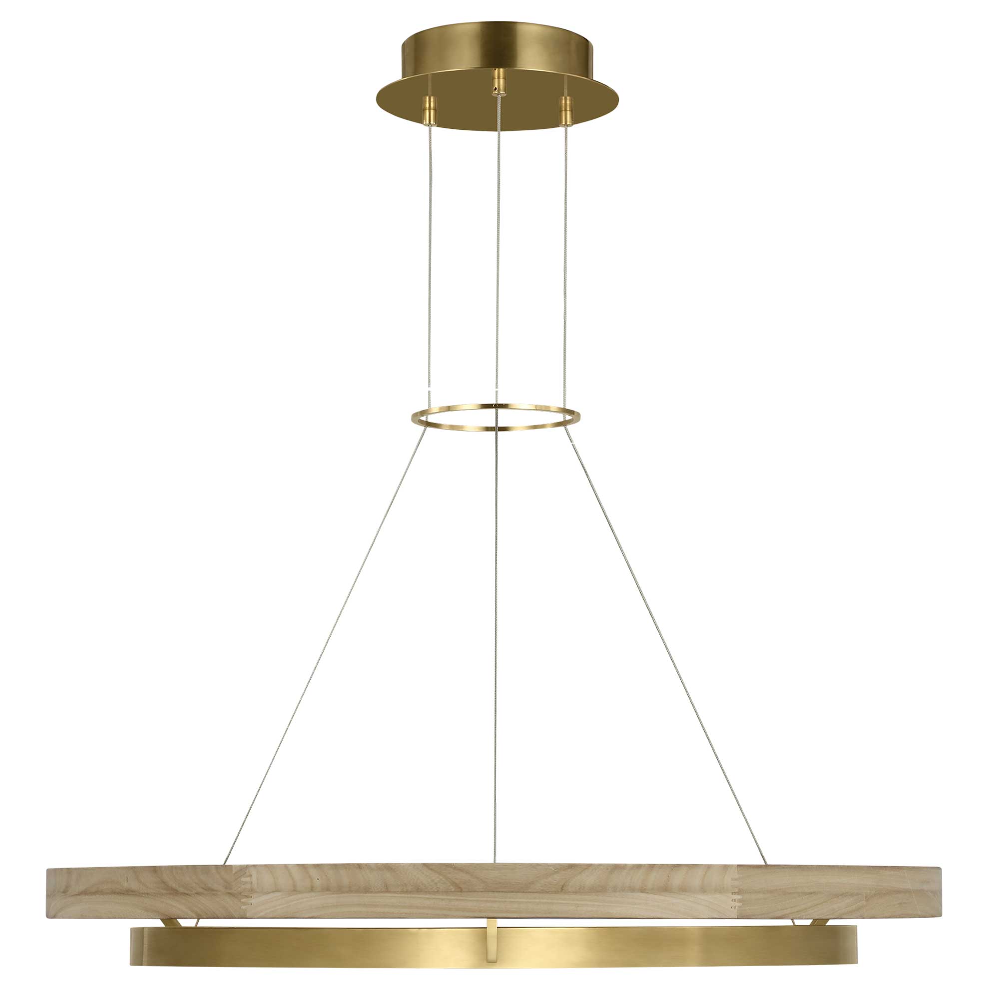 Visual Comfort Architectural 700GRC36HABNO-LED930 Sean Lavin Grace 1 Light 35.8 inch Hand Rubbed Antique Brass/Natural Oak Chandelier Ceiling Light, 80W , 3000K
