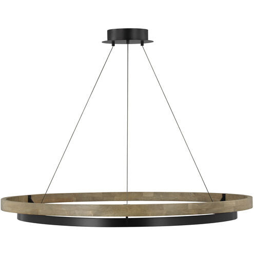 Visual Comfort Architectural 700GRC48BW-LED930 Sean Lavin Grace LED 48 inch MATTE BLACK/WEATHERED OAK WOOD Chandelier Ceiling Light, Integrated LED, 123.6W , 3000K