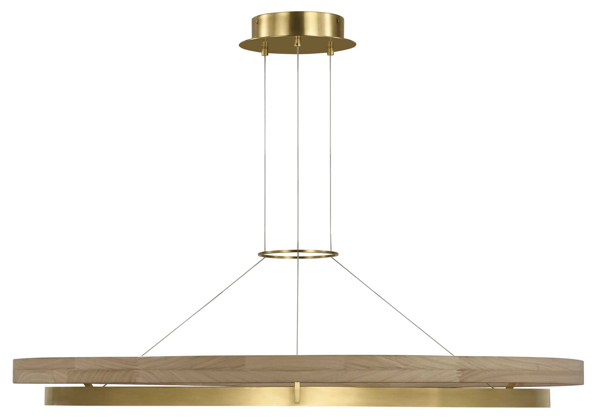 Visual Comfort Architectural 700GRC48HABNO-LED930 Sean Lavin Grace 1 Light 48 inch Hand Rubbed Antique Brass/Natural Oak Chandelier Ceiling Light, 123W , 3000K