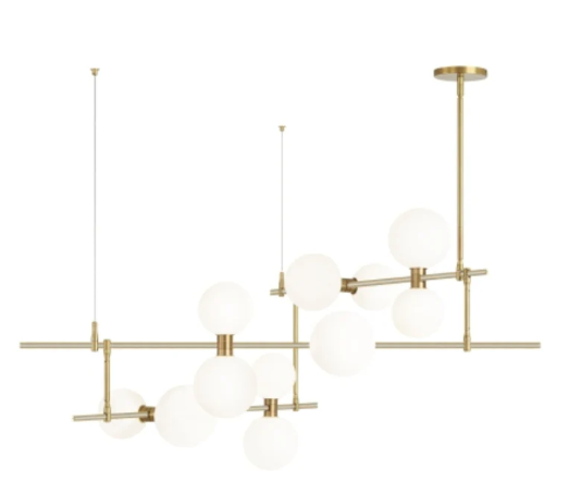 Visual Comfort Architectural 700MDCHCRS – 700MDCH ModernRail 12-lt 48" LED Chandelier. Surface, Glass Cylinders