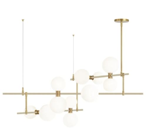 Visual Comfort Architectural 700MDCHGRS – 700MDCH ModernRail 12-lt 48" LED Chandelier. Surface, Glass Orbs