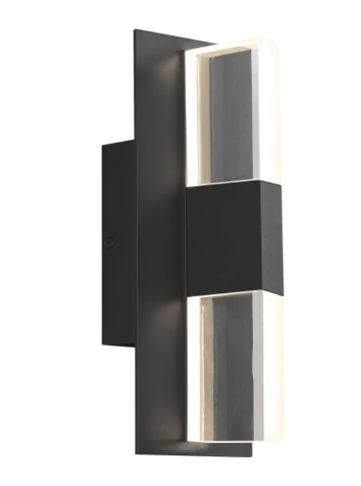 Visual Comfort Modern Collection 700OWLYT83012DBUNVSSP Sean Lavin Lyft 12.5 Inch Black Outdoor LED Wall Light Surge Protection, Diffuser Acrylic 3000K