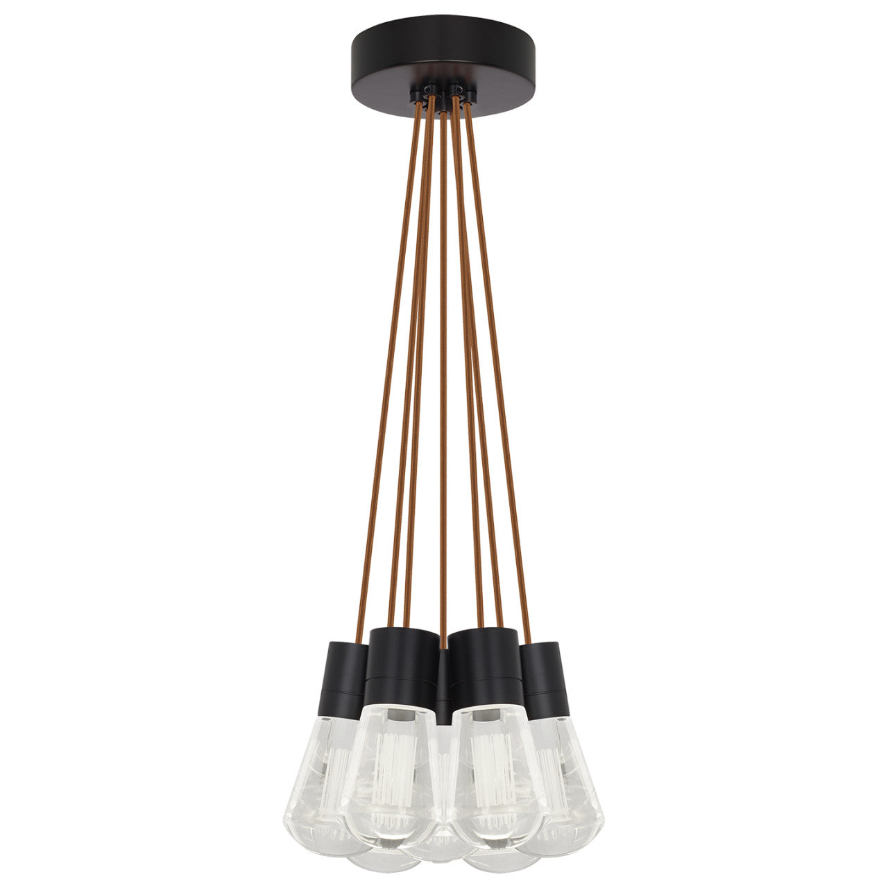Visual Comfort Architectural 700TDALVPMC7PB-LEDWD Sean Lavin Alva LED 3.6" 7-Light Pendant Black 63W 90 CRI 3000K–2200K Copper Cord