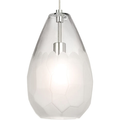 Visual Comfort Architectural 700TDBRLGFS Sean Lavin Briolette Grande 1 Light 8.7 inch Pendant Ceiling Light in Incandescent, Frost Glass, Satin Nickel Finish