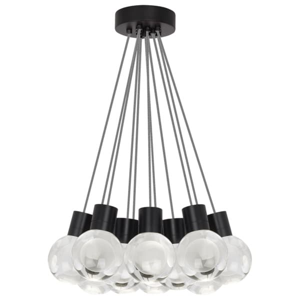 Visual Comfort Modern Collection 700TDMINAP11CIB-LED930 Sean Lavin Mina 11 LED 5 Inch Black Pendant 3000K Laser-Etched Crystal Black/White Cord