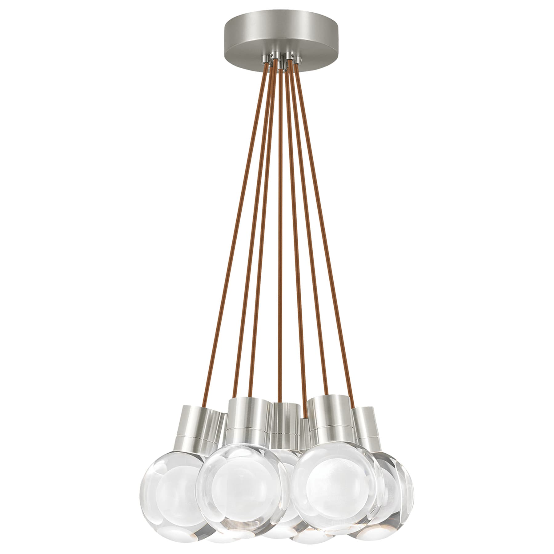 Visual Comfort Modern Collection 700TDMINAP7CPS-LEDWD Sean Lavin Mina 5 Inch Satin Nickel LED Pendant 7 Light 2200Kâ3000K Crystal Copper Cord