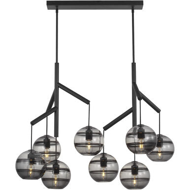 Visual Comfort Modern Collection 700SDNMPL2KB-LED927 Sean Lavin Sedona 8 Light 24.5" Transparent Smoke Glass Chandelier 2700K Nightshade Black