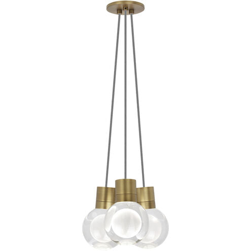 Visual Comfort Modern Collection 700TDMINAP3CONB-LEDWD Sean Lavin Mina 5 Inch Natural Brass LED Pendant 3 Light 2200K–3000K Crystal Orange Cord