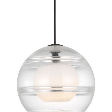 Visual Comfort Modern Collection 700TDSDNLPCB-LED927 Sean Lavin Sedona 1 Light 12.4" Clear Glass Pendant Nightshade Black
