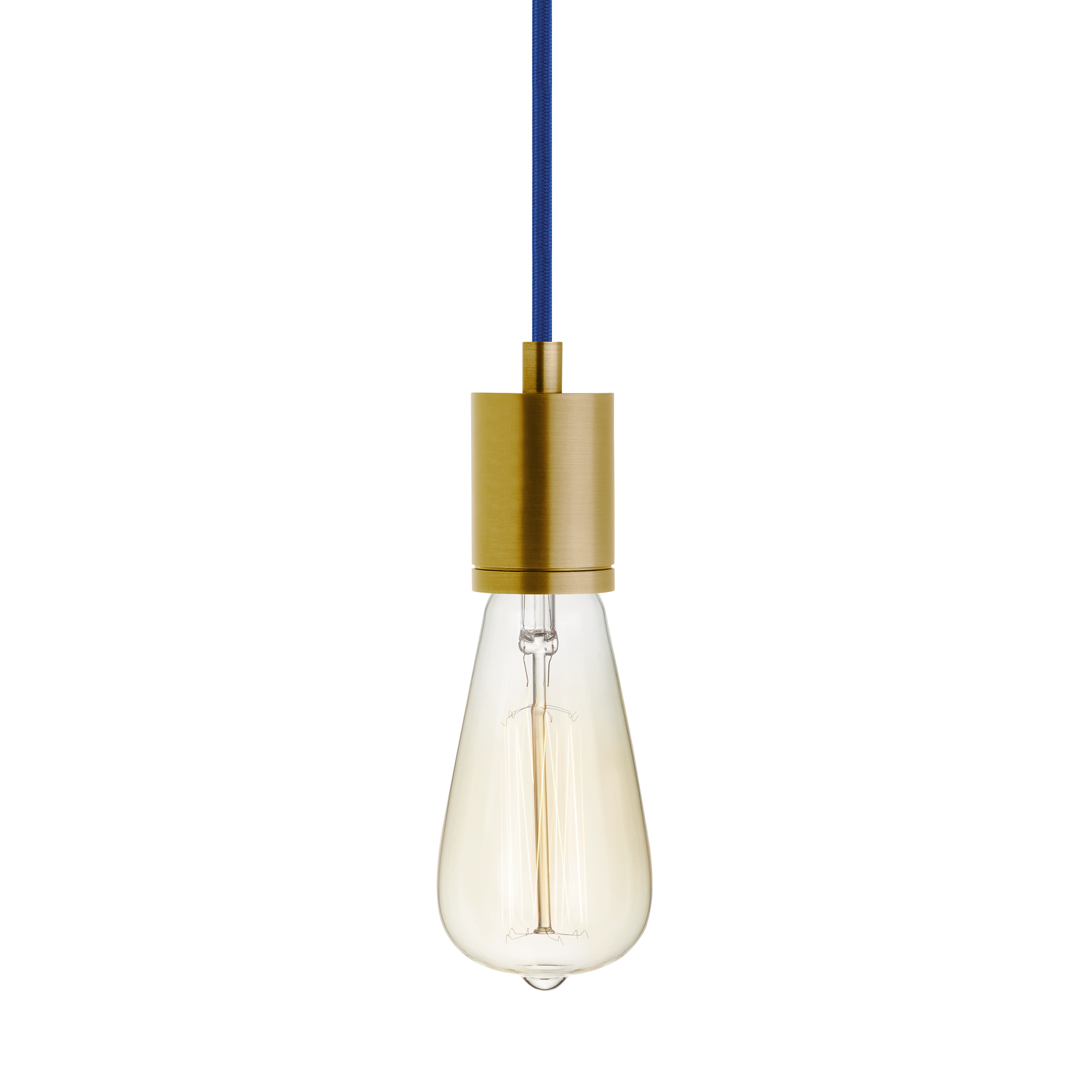 Visual Comfort Modern Collection 700TDSOCOPM16UNB SoCo Natural Brass Pendant Ceiling Light in Blue Cord, Modern Socket, 192"