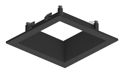 NORA Lighting NAPF-3SDNB/CL 3" Apollo Square Flanged Downlight Trim with Clear Lens, Black Finish