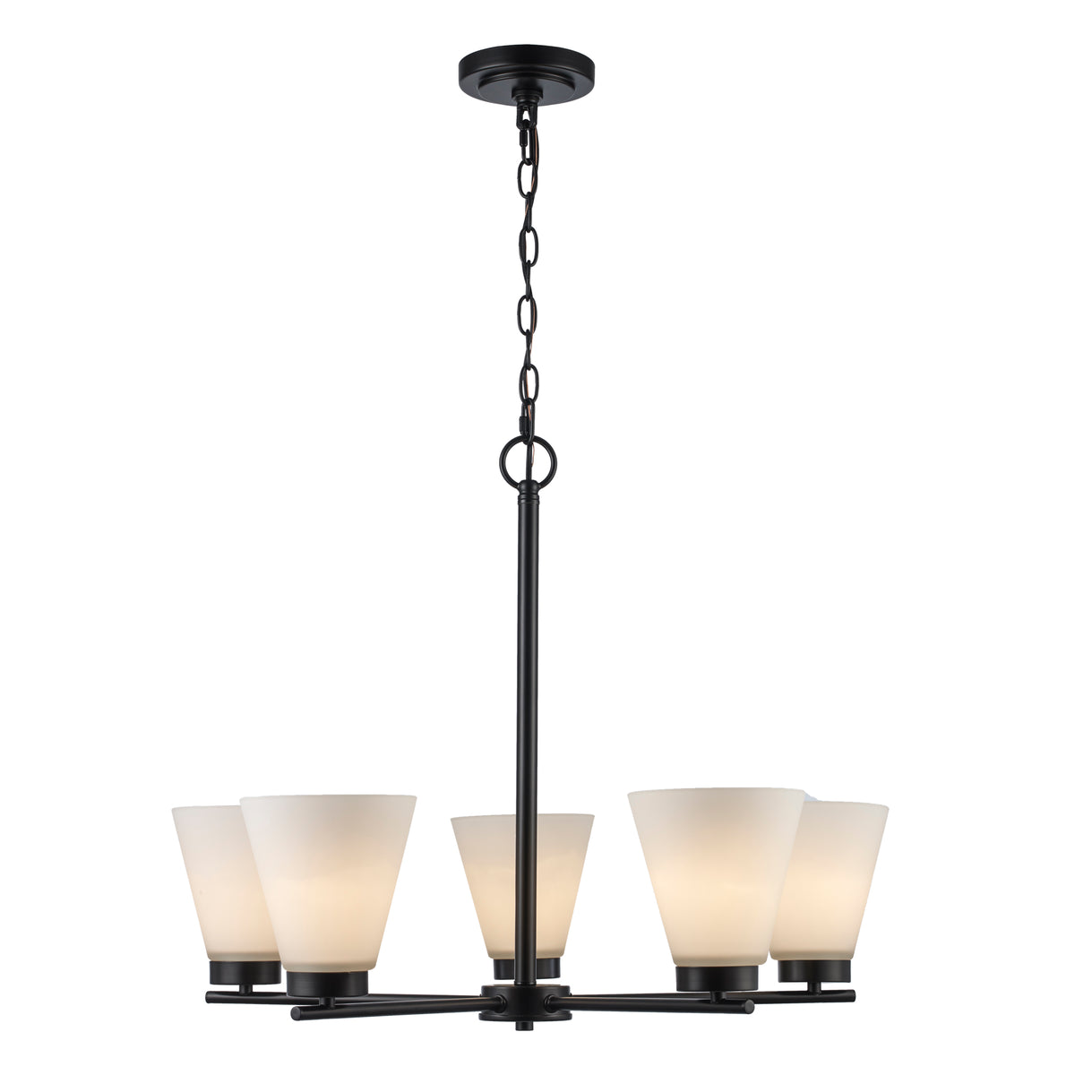 Trans Globe Lighting 71805 BK Fifer 5 light black chandelier lit