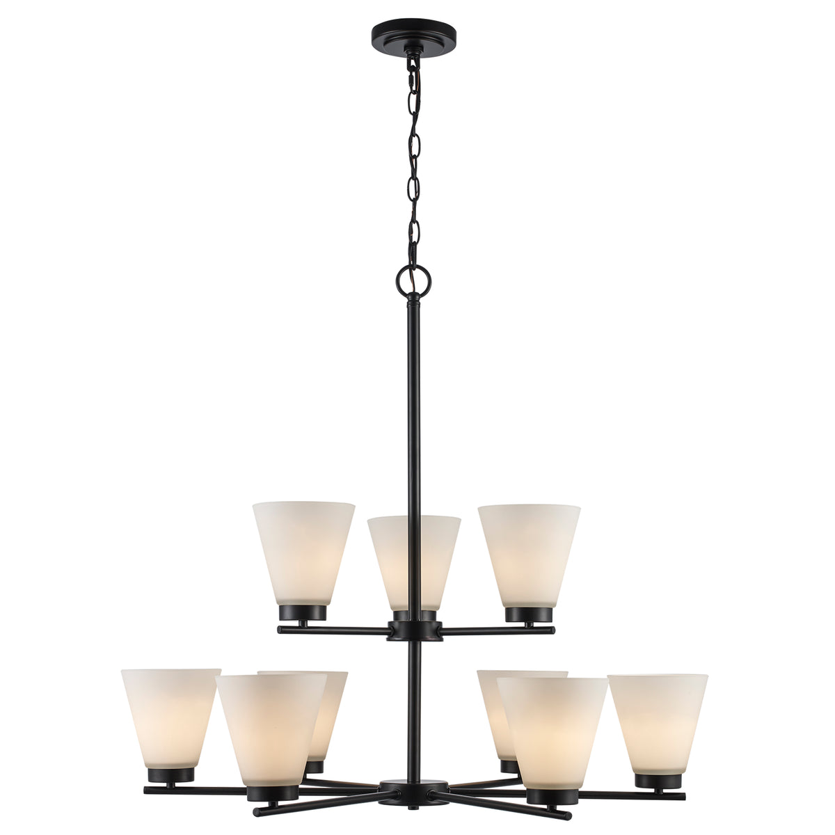 Trans Globe Lighting 71809 BK Fifer 9 Light Black Chandelier Ceiling Light
