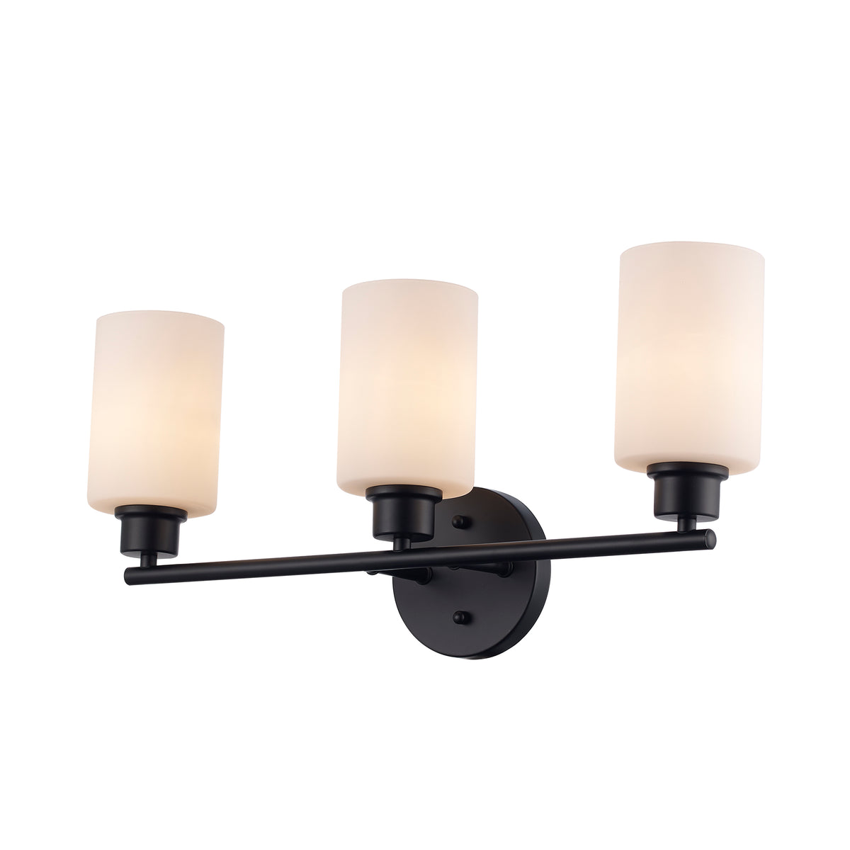 Trans Globe Lighting 72023 BK-FR Kai 3 light black bath vanity wall light with frosted glass