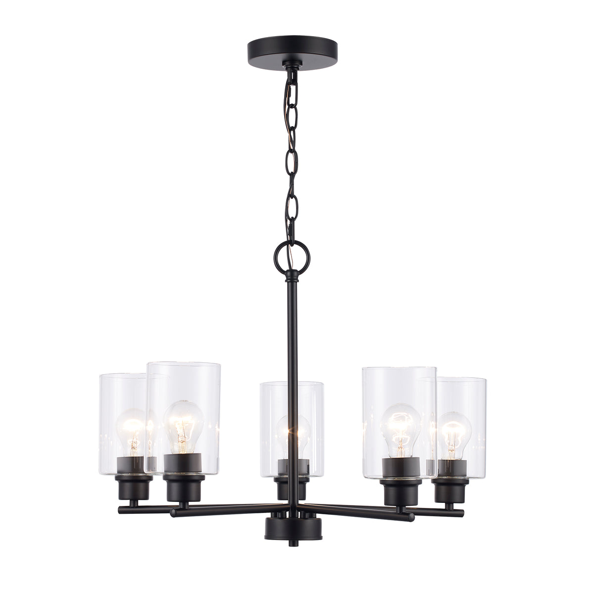 Trans Globe Lighting 72025 BK Kai 5 Light Black Chandelier Ceiling Light