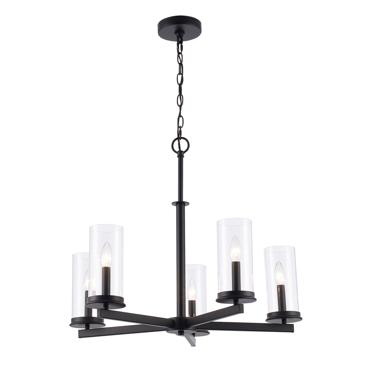 Trans Globe Lighting 72045 BK Carter 5 Light Black Chandelier Ceiling Light