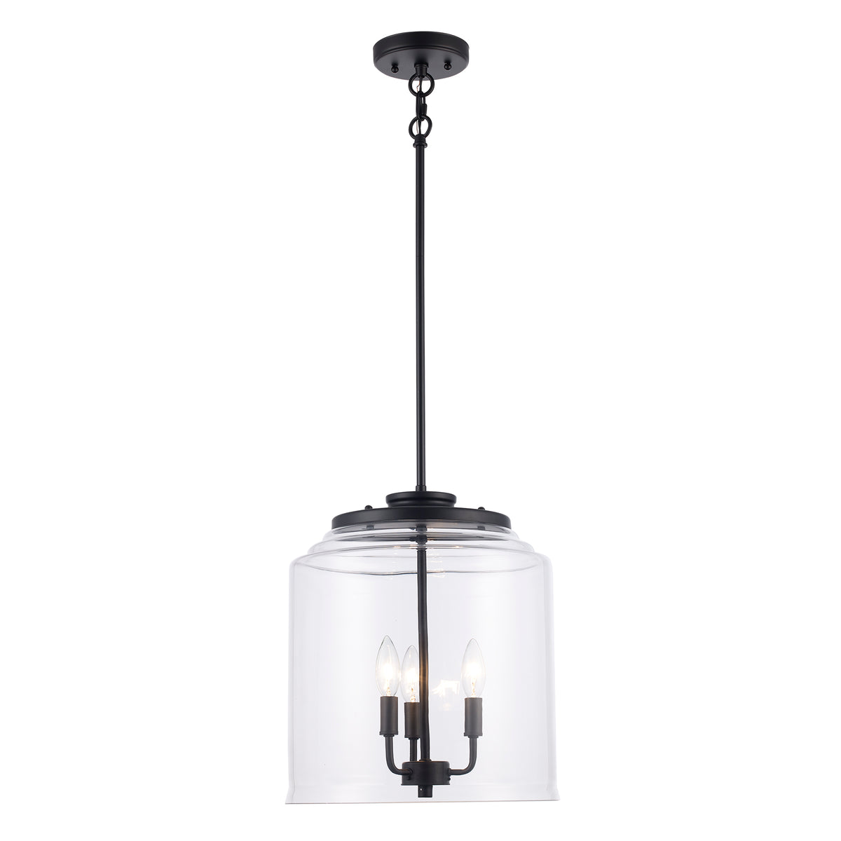 Trans Globe Lighting 72050-3 BK Zoe 3 light black pendant ceiling light with clear glass