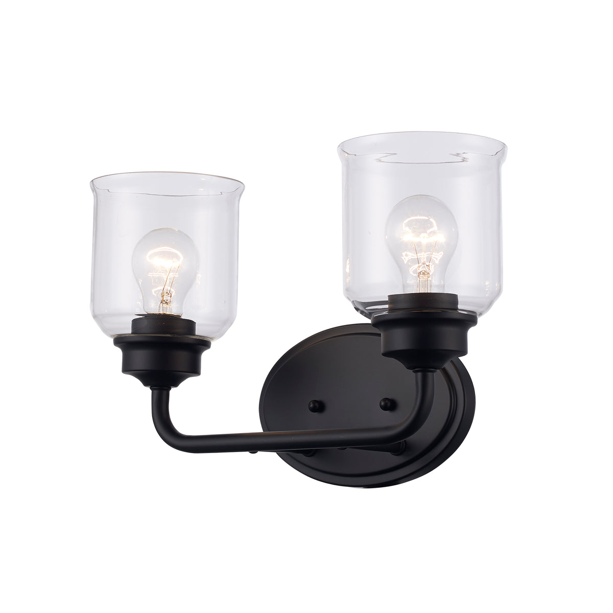Trans Globe Lighting Zoe 2 light black bath vanity wall light with clear glass
