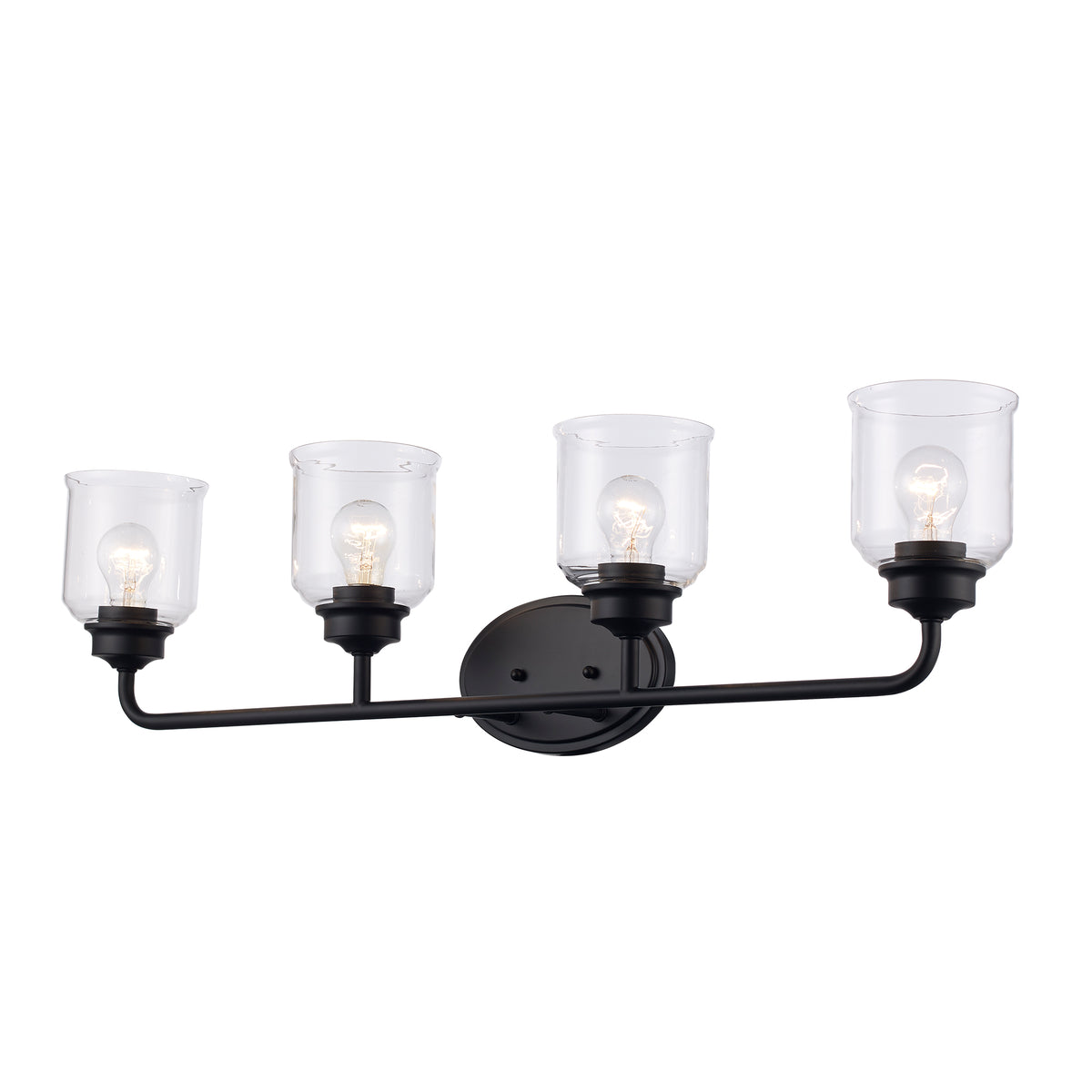 Trans Globe Lighting Zoe 4 light black bath vanity wall light with clear glass