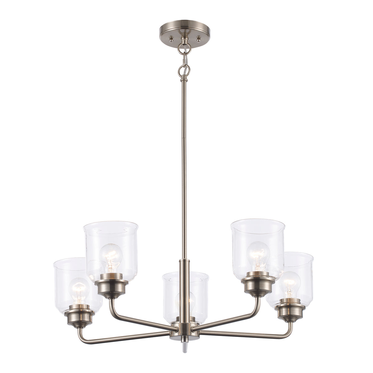 Trans Globe Lighting 72055 BN Zoe 5 Light Brushed Nickel Chandelier with Clear Glass