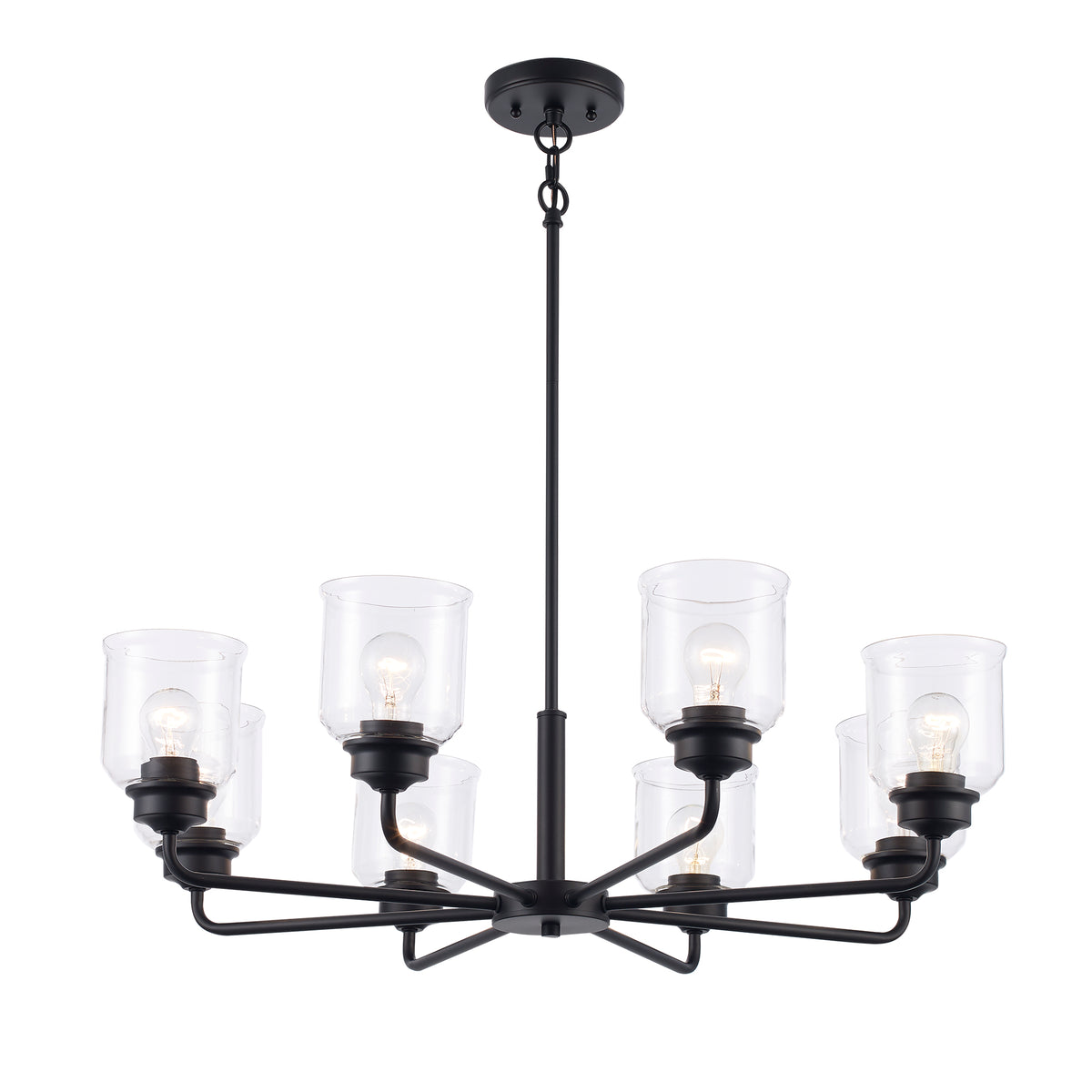 Trans Globe Lighting Zoe 8 light black chandelier with clear glass