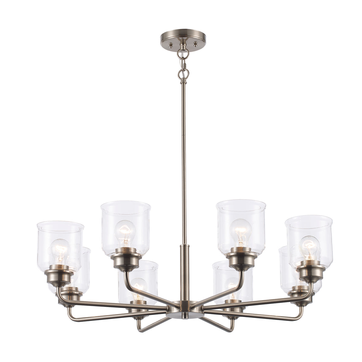 Trans Globe Lighting 72058 BN Zoe 8 Light Brushed Nickel Chandelier Ceiling Light