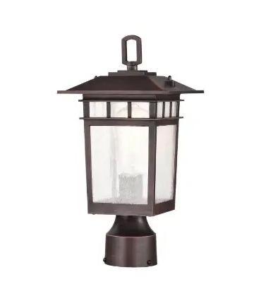 Nuvo 60-5955 14-in Cove Neck SM Outdoor Post Light Fixture w/o Bulb, 120V, Rustic Bronze