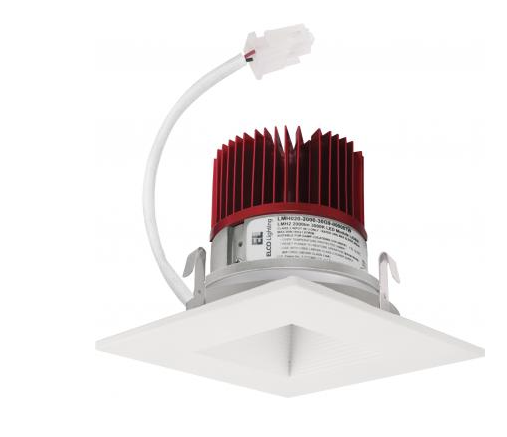 Elco Lighting E415C1640B2 4" LED Light Engine With Wall Wash Trim, 1600 lm, 4000K CCT, 2 Gen, Beam Angle 60° All Black Finish