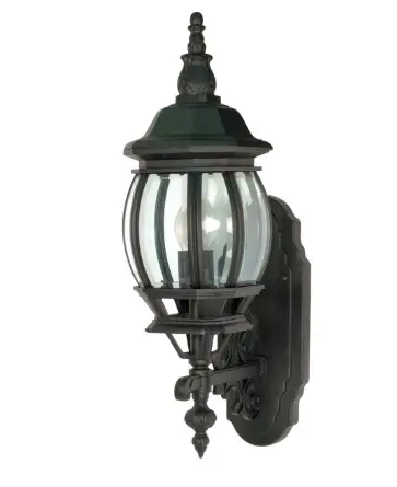 Nuvo 60-3469 Central Park LED Wall Lantern w/ Clear Beveled Glass, Wattage 100W, 1 Light, Textured Black