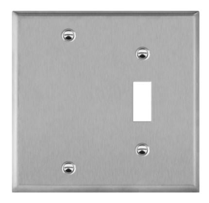 Enerlites 770111 Combination Blank And Toggle Two-Gang Metal Wall Plate
