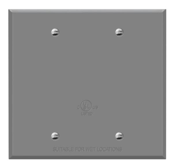 Enerlites 7702-WP 2-Gang Weatherproof Metal Blank Wall Plate - Gray Finish