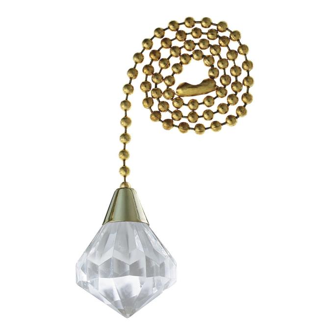 Westinghouse Lighting 7709300 acrylic diamond pull chain in polished brass