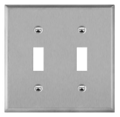 Enerlites 7712 Toggle Switch 2-Gang Metal Wall Plate, Silver Finish