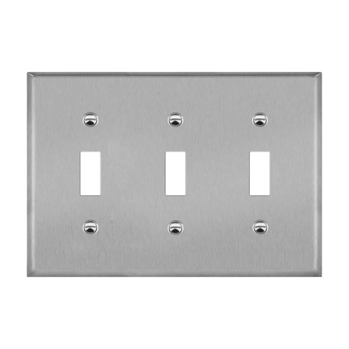 Enerlites 7713M 3-Gang Toggle Wall Plate, Mid-Size, Stainless Steel