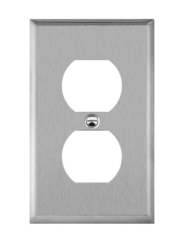 Enerlites 7721 Commercial 1 G Duplex Receptacle Metal Plate Stainless Steel Finish