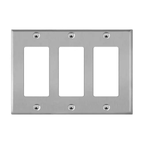 Enerlites 7733M 3-Gang Mid-Size Wall Plate, Decora/GFCI, Stainless Steel