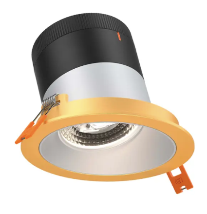 Dals Lighting RC04-CC-20-SLAZ-TGD 4" LED Sloped Recessed Downlight, Selectable Wattage 16W, 20W, 24W, Multi-Color Temperature, 2,200 Lumens, 20° Beam Angle, Voltage 120-347V, Alzak Reflector / Gold Trim