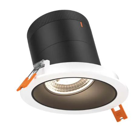 Dals Lighting RC04-CC-20-SLBK-TWH 4" LED Sloped Recessed Downlight, Selectable Wattage 16W, 20W, 24W, Multi-Color Temperature, 2,200 Lumens, 20° Beam Angle, Voltage 120-347V, Black Reflector / White Trim