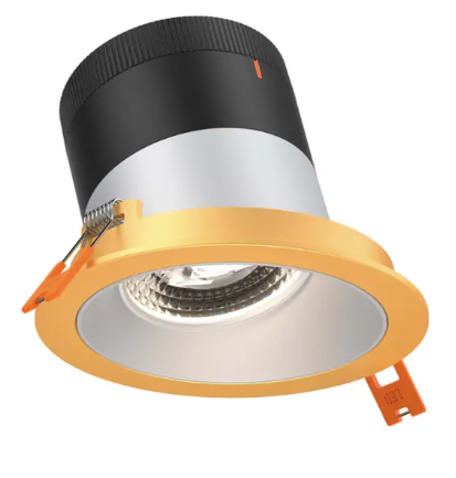 Dals Lighting RC04-CC-60-SLAZ-TGD 4" LED Sloped Recessed Downlight, Selectable Wattage 16W, 20W, 24W, Multi-Color Temperature, 2,200 Lumens, 60° Beam Angle, Voltage 120-347V, Alzak Reflector / Gold Trim