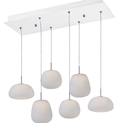 ET2 Contemporary Lighting E21124-11WT Puffs 6-Light LED 11.8 inch Multi-Light Pendant Ceiling Light, White Finish