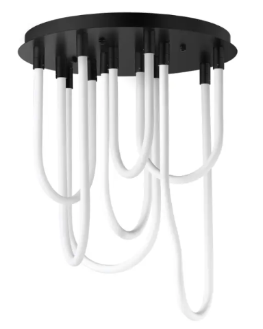 ET2 Contemporary Lighting E24987-BK Soleil 7-Light LED Round Flush Mount, 3,300 Lumens, Color Temperature 3000K, Voltage 120-277V, Black Finish