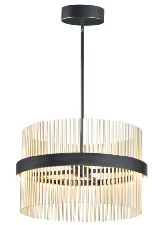 ET2 Contemporary Lighting E34255-BKSBR Chimes Select 24" Pendant, 1600 Lumens, Wattage 26.5W, Multi-Color Temperature, Voltage 120-277V, Black / Satin Brass