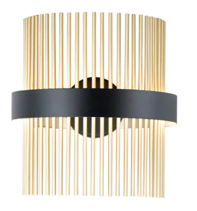 ET2 Contemporary Lighting E34251-BKSBR Chimes Select Wall Sconce, 500 Lumens, Wattage 8.5W, Multi-Color Temperature, Voltage 120-277V, Black / Satin Brass