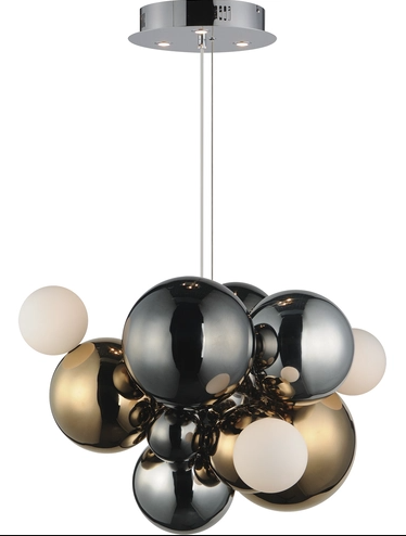 ET2 Contemporary Lighting E20495-MPLT Stormy 7-Light LED 21 inch Multi-Plated Multi-Light Pendant Ceiling Light
