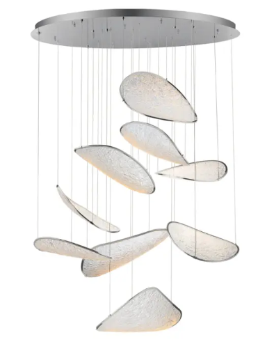 ET2 Contemporary Lighting E24979-PC Moonscapes 9 Light LED Pendant, 6,680 Lumens, Color Temperature 3000K, Voltage 120-277V, Polished Chrome