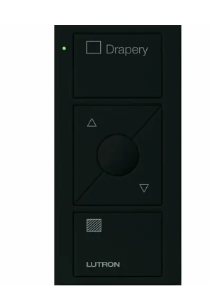 Lutron PJ2-3BRL-GBL-S07 Original 3-Button Pico Smart Remote with Raise/Lower and Preset, Shade Icons and Text ("Drapery"), Black