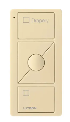 Lutron PJ2-3BRL-GIV-S07 Original 3-Button Pico Smart Remote with Raise/Lower and Preset Shade Icons and Text ("Drapery"), Ivory