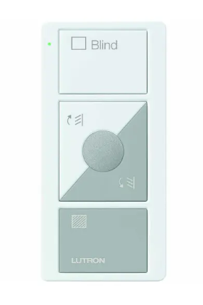 Lutron PJ2-3BRL-GWG-S05 Original 3-Button Pico Smart Remote with Raise/Lower and Preset, Shade Icons and Text ("Blind"), White/Gray