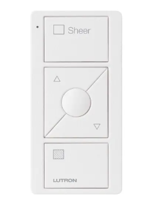 Lutron PJ2-3BRL-TSW-S04 Original 3-Button Pico Smart Remote with Raise/Lower and Preset, Shade Icons and Text ("Sheer"), Snow Finish